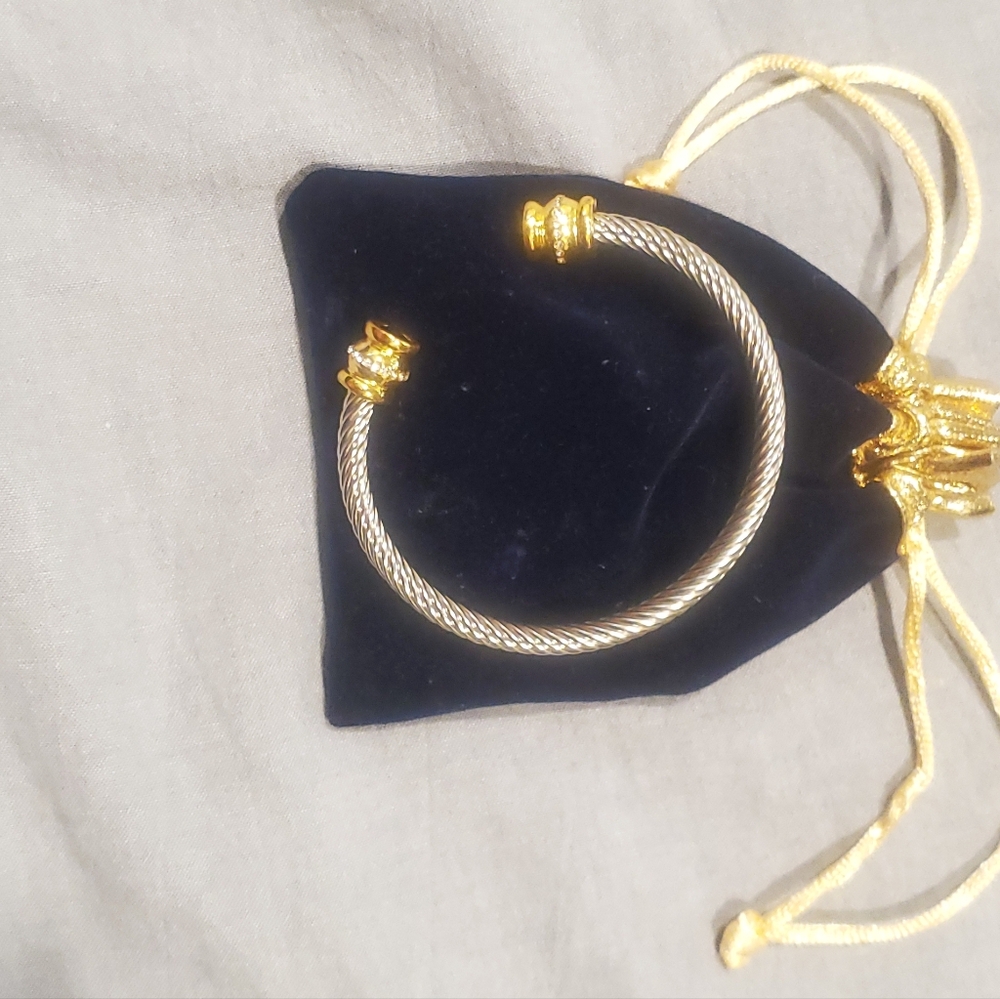 Gold and Silver Twisted Cuff Bracelet